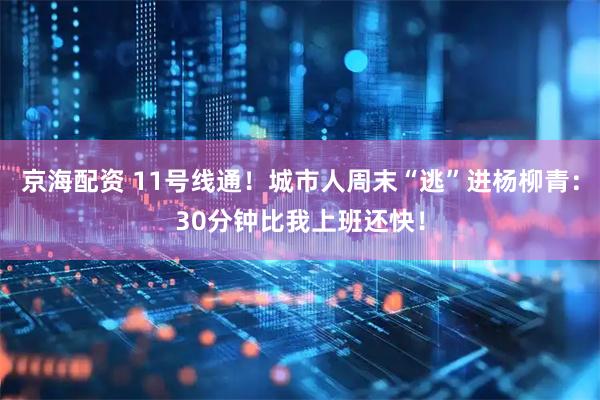 京海配资 11号线通！城市人周末“逃”进杨柳青：30分钟比我上班还快！